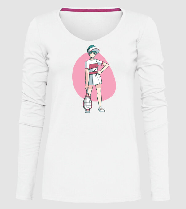 Anime Jucător de tenis fată model alb pe tricou