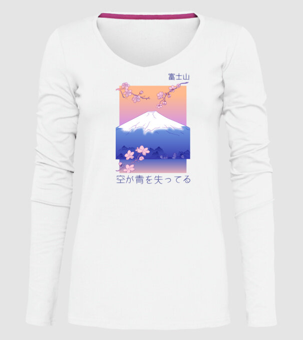 Anime Vaporwave munte model alb pe tricou