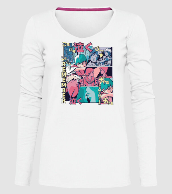 Anime Vaporwave benzi desenate model alb pe tricou