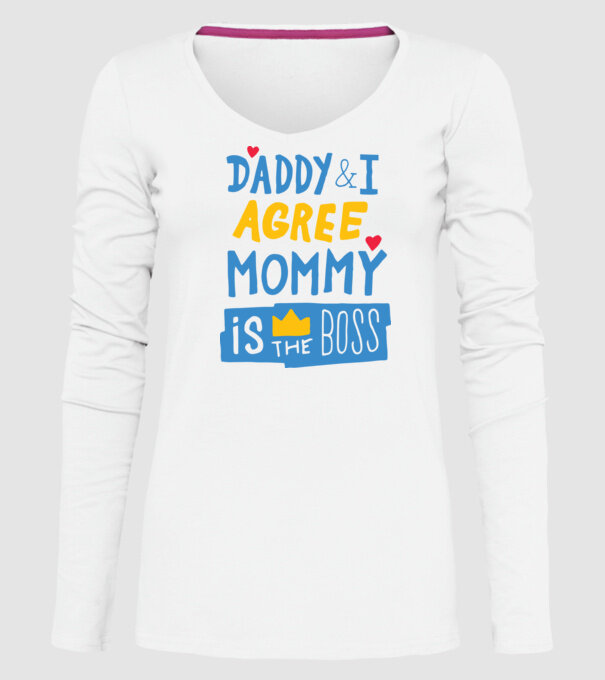 Mama e șefa model alb pe tricou