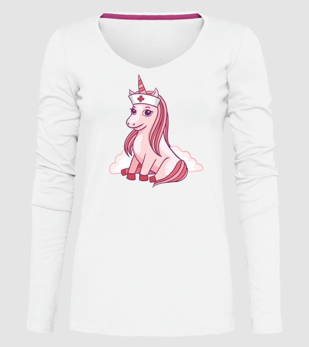 Îngrijitor unicorn model alb pe tricou