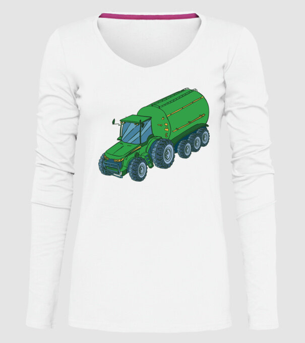 Tractor de recoltare model alb pe tricou