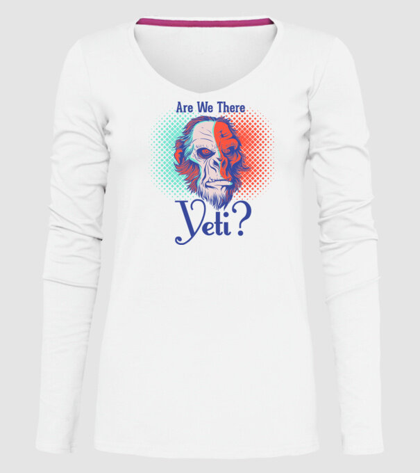 Are we there Yeti model alb pe tricou