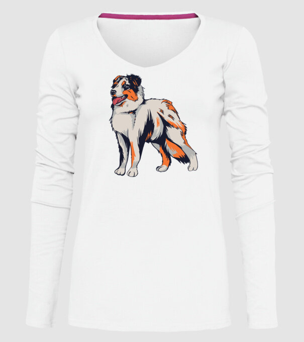 Câine ciobănesc Australian model alb pe tricou