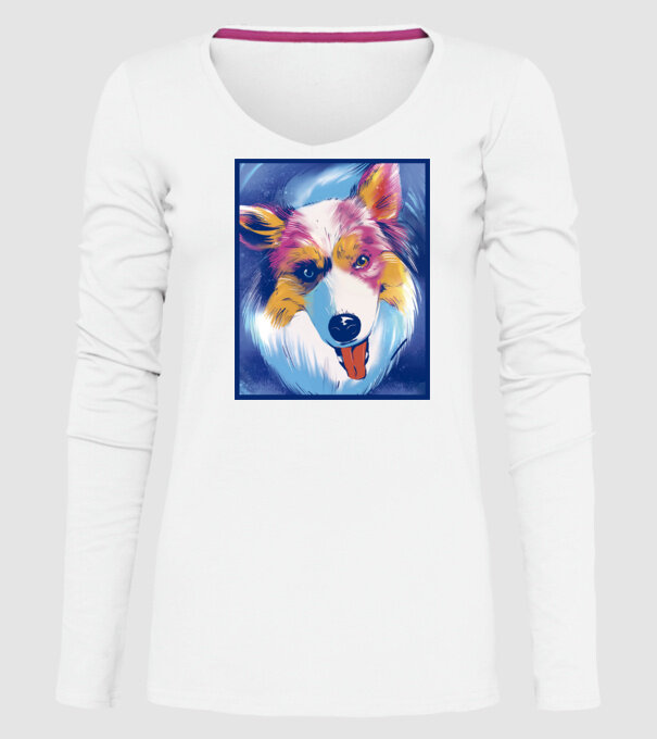 Câine ciobănesc australian model alb pe tricou