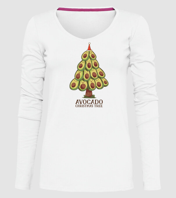 Pom de Crăciun Avocado model alb pe tricou