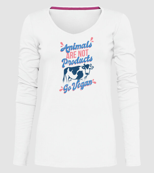 Animalele nu sunt produse, fii vegan tricou model alb pe tricou