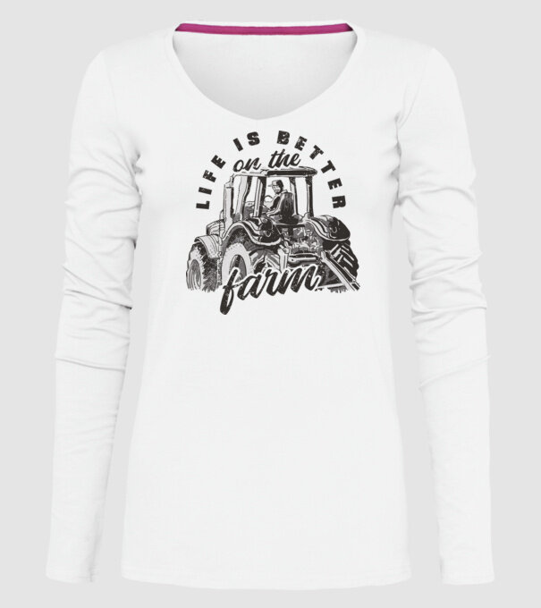 Viața este mai bună la fermă cu tractor model alb pe tricou