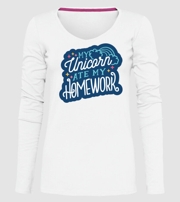 Unicornul meu mi-a mâncat tema de casă model alb pe tricou