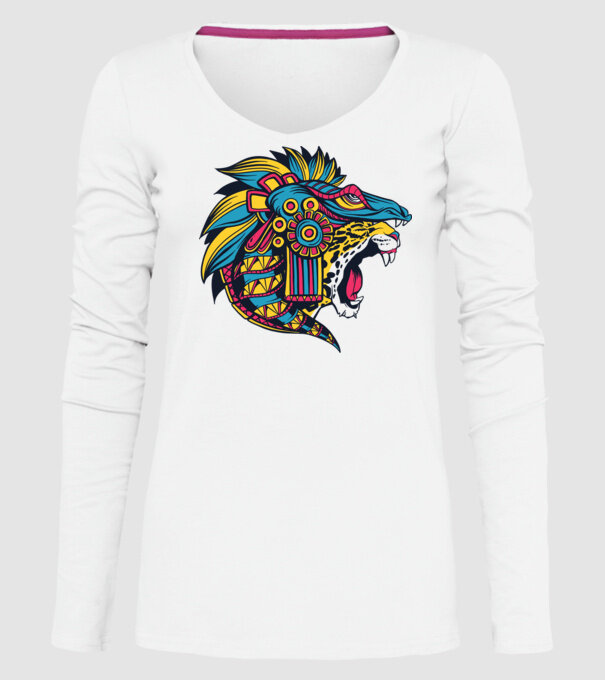 Aztec Jaguar model alb pe tricou