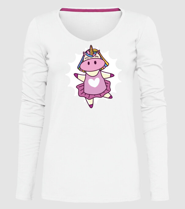 Unicorn dansator de balet model alb pe tricou