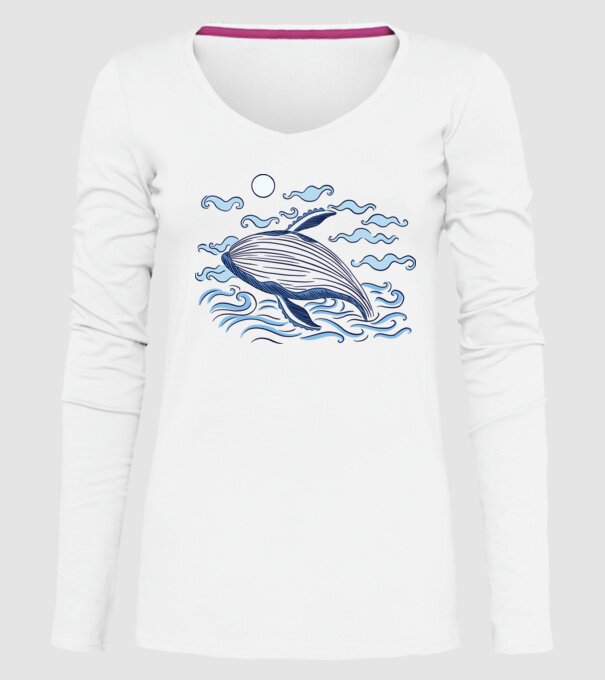 Balenă model alb pe tricou