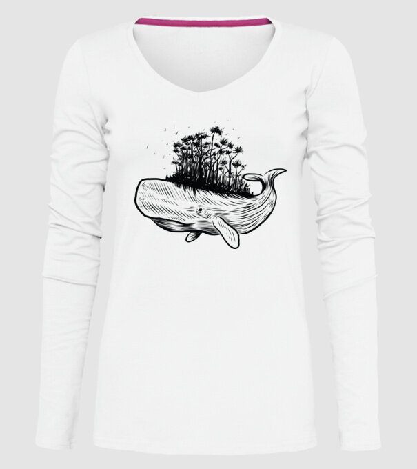 Balenă Natură model alb pe tricou