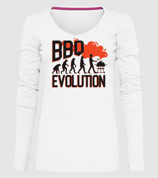 BBQ Evoluție Grătar model alb pe tricou