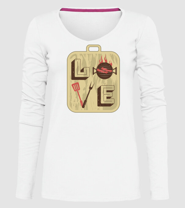Dragoste BBQ model alb pe tricou