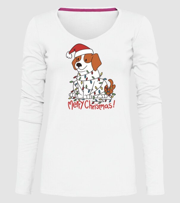 Beagle Crăciun Fericit! model alb pe tricou