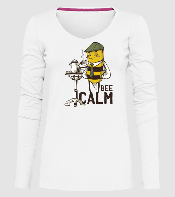 Bee Calm - Fii răbdător Albinuță model alb pe tricou