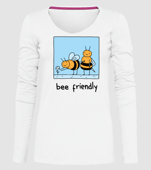 Bee friendly model alb pe tricou