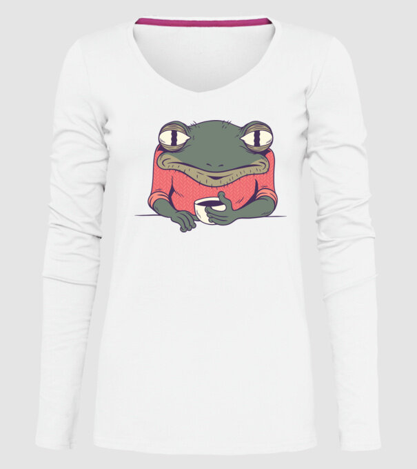 Broască Cafea model alb pe tricou