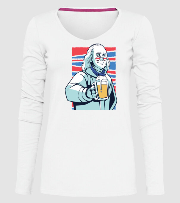 Benjamin Franklin Beer model alb pe tricou