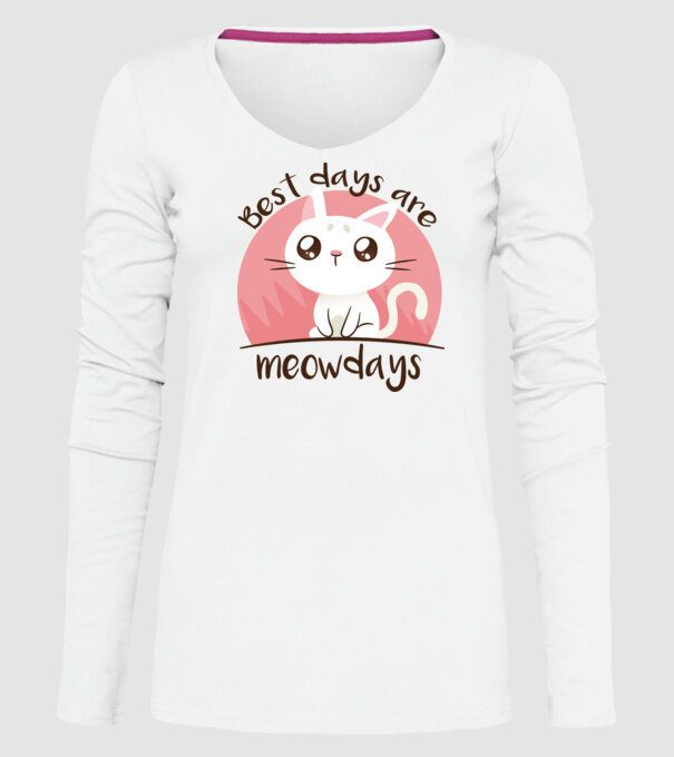 Best days are Meowdays model alb pe tricou