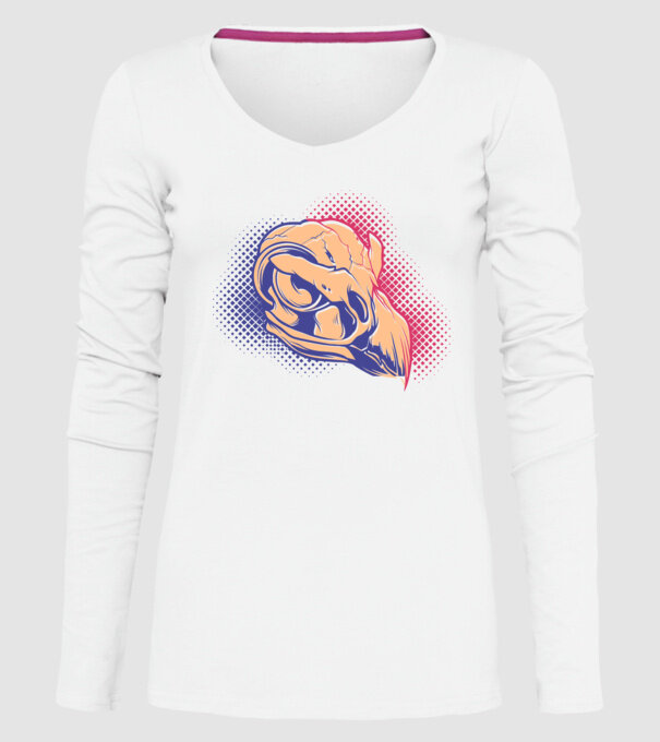 Bird skull model alb pe tricou