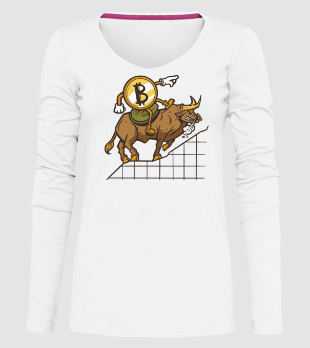 Taur Bitcoin model alb pe tricou