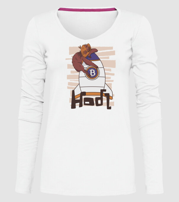 Bitcoin Hodl Leneș model alb pe tricou