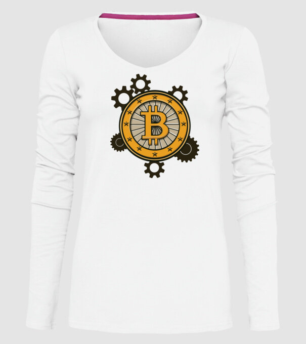 Mecanică Bitcoin model alb pe tricou