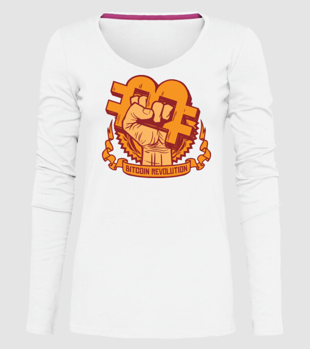 Bitcoin Revolution model alb pe tricou