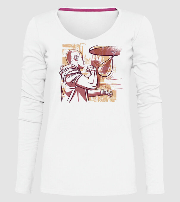 Pugilist model alb pe tricou