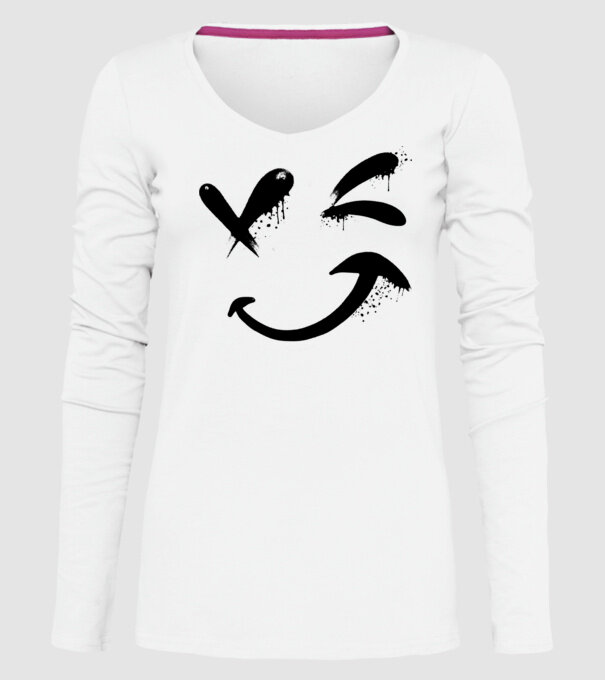 Emoji fericit Râs model alb pe tricou