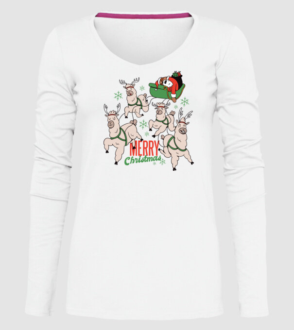 Crăciun Fericit Moș Crăciun Leneș model alb pe tricou