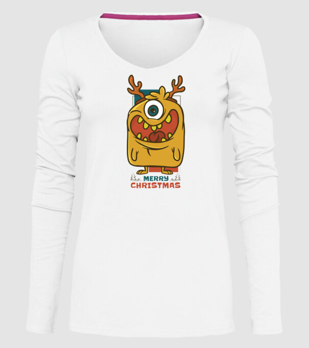 Crăciun Fericit Monstru model alb pe tricou