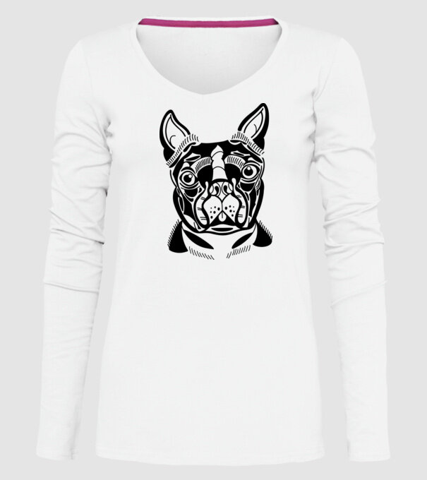 Câine Boston Terrier model alb pe tricou