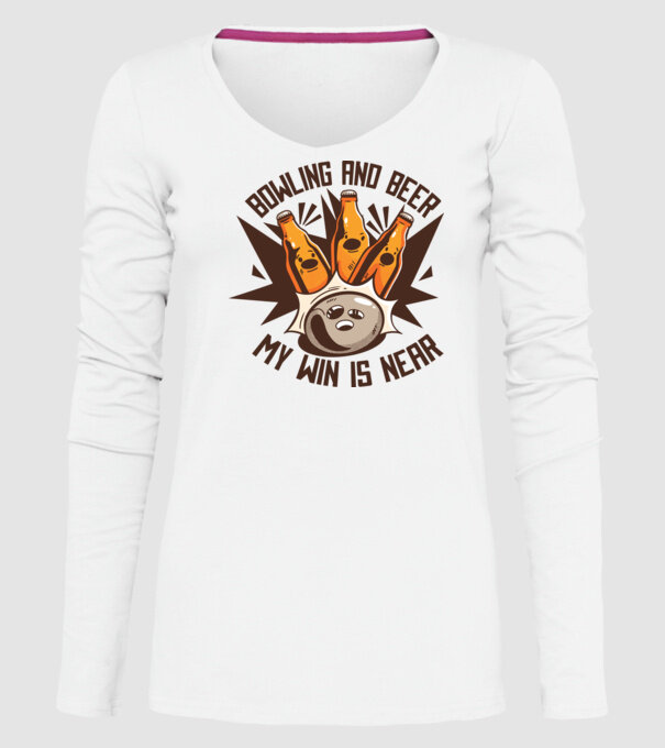 Bowling și bere model alb pe tricou