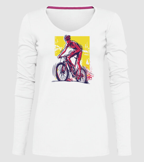 Ciclist model alb pe tricou