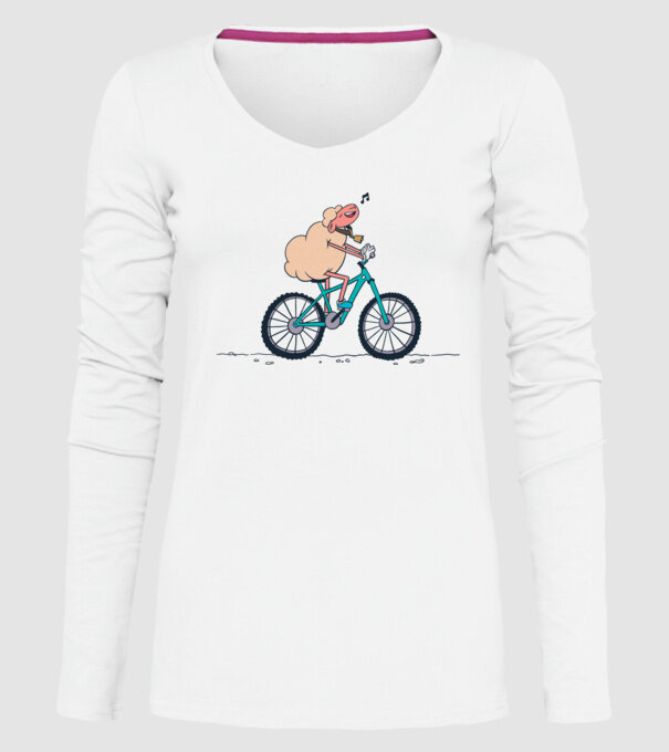 Miel cu bicicletă model alb pe tricou