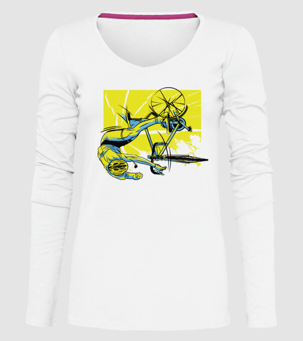 Cădere cu bicicletă model alb pe tricou