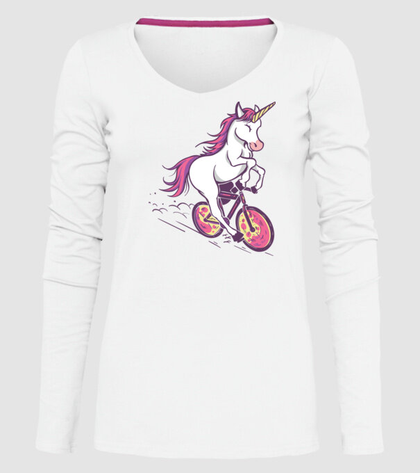 unicorn cu bicicletă model alb pe tricou
