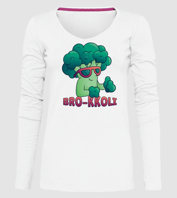 Broccoli model alb pe tricou