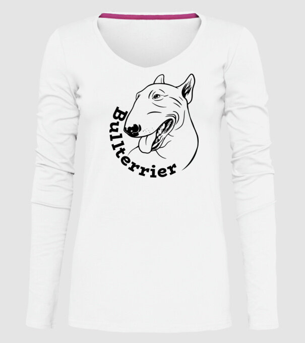 Bull Terrier model alb pe tricou