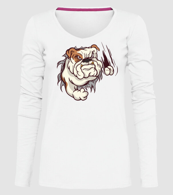 Bulldog model alb pe tricou