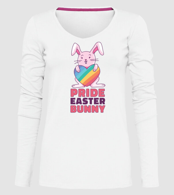 Iepurașul de Paște mândru model alb pe tricou