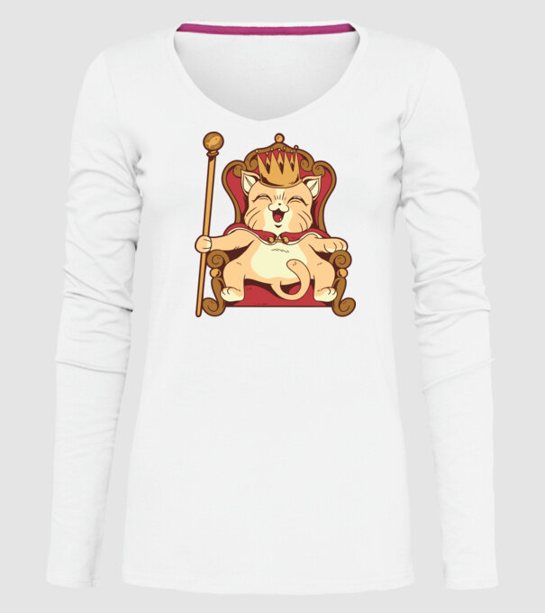 Cat King Pisică rege model alb pe tricou