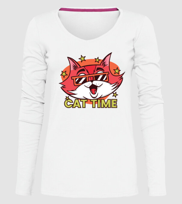 Cat Time Momentul pisicii model alb pe tricou