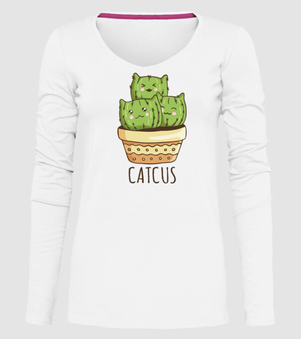 Catcus Pisică Cactus model alb pe tricou