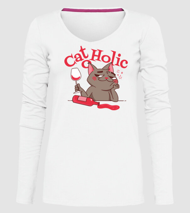 Catoholic - iubitor de pisici model alb pe tricou