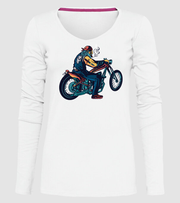 Motociclist Chopper model alb pe tricou