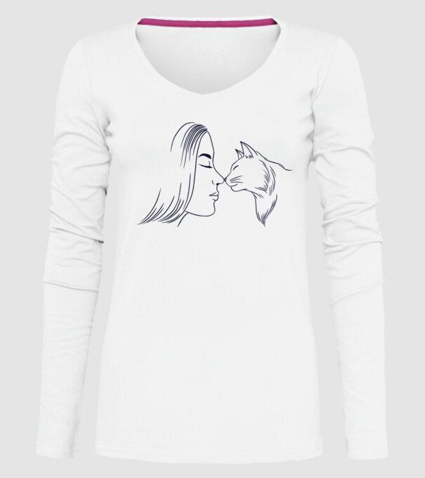 Dragoste Pisică model alb pe tricou